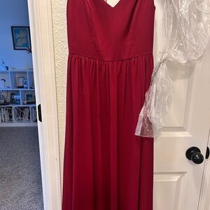 Windsor spaghetti strap Burgundy V-Neck Maxi Dress